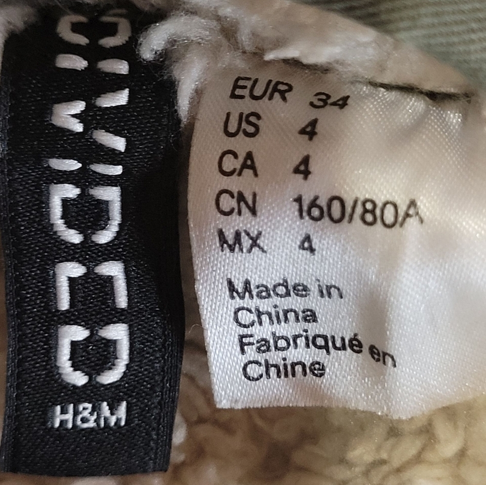 H&M Divided Army Green Faux Fur Parka Size 4 - Picture 13 of 14